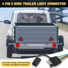 Arns de cableado de remolque de 4 pines y 5 cables, 22 pies para recableado, luces traseras en ambos lados, arns de cableado para remolque de barco, conector plano de remolque de 5 cables, luces de - inicial - Ver 2