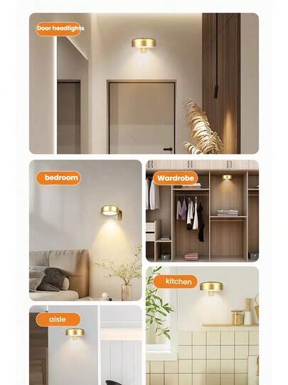 1/3/ USB Rechargeable LED Spot Light, Painting ative Wireless Metal Wand Picture Lights, Fairy Lamps, Led Night Lighting, Book Touch Control Dimmable Lamp, Polished Finish, Home Bedroom Mural Living Room, Room ation,Perfect Gallery, ,Stairs, Corridors 1500mAh Lithium Polymer Battery view 5