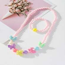 Conjunto Infantil de Colar e Pulseira com Contas Coloridas -