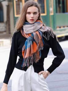 2025 New Autumn/Winter Cashmere Scarf For Women, Plaid Shawl Wrap, Versatile British Style, Thick & Warm, Birthday Gift