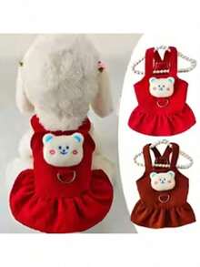 Cute Pet Dress, Dog Princess Skirt, Cat Teddy Poodle Bichon Autumn Dress, Spring/Autumn Casual Pet Dog Cat Lantern Skirt, Pet Clothing, Make Your Beloved Pet Look Adorable (Brooch Can Be Replaced) - Multicolor - View 4