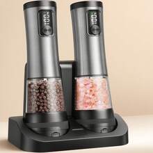 Electric Salt And Pepper Grinder Set, Automatic Grinder, Coffee Grinder, Rechargeable With Battery Indicator, Ceramic Grinding, Stainless Steel Bottle, 5 Coarseness Settings, Essential For Modern Kitchen