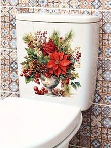 1 Set Christmas Flower Stickers, Toilet Tank Stickers, Refrigerator Stickers, Window Stickers, Bathroom Stickers, Aesthetic Home Decor, Room Decoration, Beautify Your Home Wall Decor Wall Stickers Wall Sticker Christmas Decorations Christmas Decoration Christmas Decorations Home