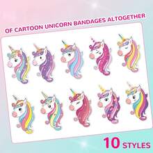 10/20/30 pezzi Cerotti a tema unicorno con 10 disegni, cerotti per ferite a tema cartone animato, preferiti dai bambini, cerotti protettivi colorati e divertenti a tema cartone animato, per graffi e cadute dei bambini, emostasi rapida, essenziali per uso domestico e all'aperto