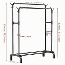 1 个双杆金属衣架，带搁板和挂钩 - 便携式多功能衣柜整理器，适用于卧室、宿舍 | 配有鞋架，非常适合家庭存储必需品、衣帽架、晾衣架、挂衣杆、落地式衣帽架 - 彩色 - 查看 7