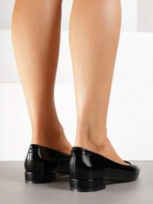 Élégantes ballerines à talon carré pour femmes - Chaussures classiques pour le travail/le bureau en automne/hiver - Noir - Voir 4