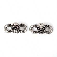 1 Pair Vintage Skull Shoelace Decorative Buckle - Silver - View 2