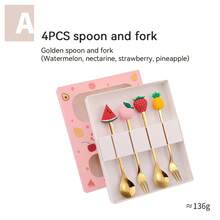 Stainless Steel Spoon And Fork Set, Cartoon Fruit Figurine Spoon And Fork Combination Set, Holiday Gift Set, Souvenir Spoon And Fork Fruit Fork Gift Box