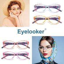 4-Piece Set Of  Cat's Eye Glasses For Men And Women - Multiple Colors (Pink, Yellow, Green, Blue), Visual Comfort And Fashion, Screen Time Protection, Vision Support, Women's Glasses, Men's Glasses, Magnifying Glass, Reading Guide - 彩色 - 查看 4