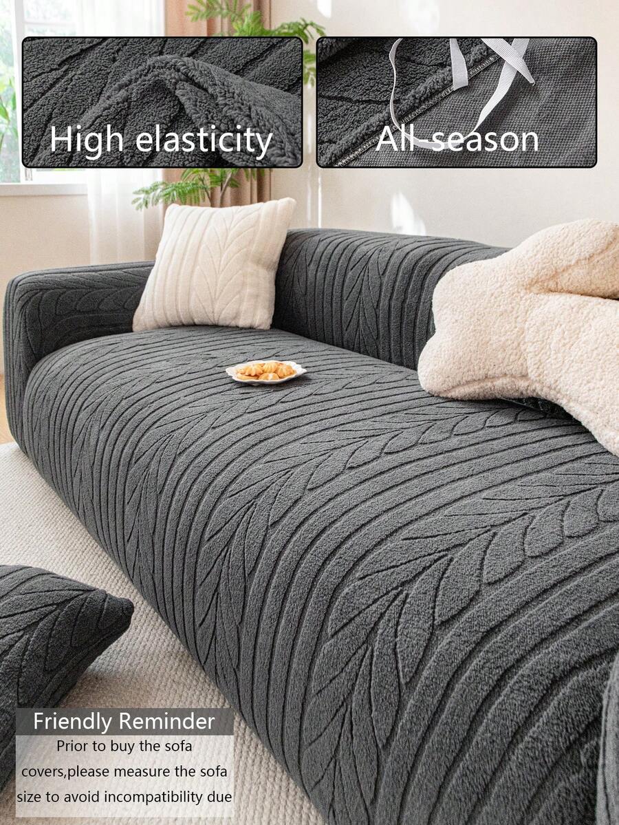 1件装四季通用弹力沙发套，防滑全包覆式沙发座垫套，可机洗防尘沙发毯，宠物友好型，适用于卧室、办公室、客厅，单人/双人/三人/四人沙发 - 灰色 - 查看 1