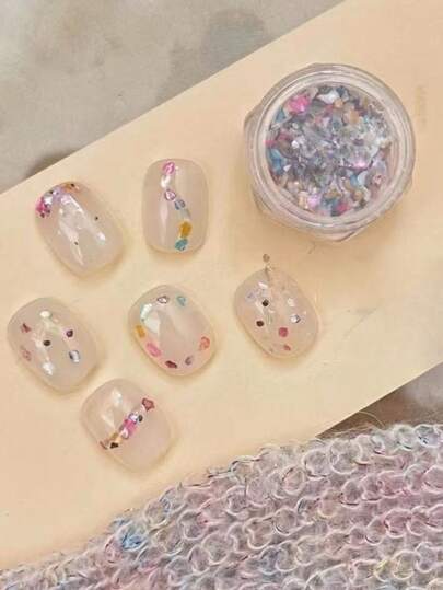 1 Box Korean Style Colorful Assorted Seashell Nail Art Decorations, Suitable For Nail Parts, Nail Components, Nail Art