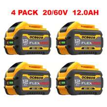 4pcs 12.0Ah Replacement For Dewalt DCB609 12.0Ah 20V/60V MAX Battery Compatible With DCB609 DCB606 DCB612 Lithium-Ion Battery - Capacity:12.0ah Qty:4 - View 7