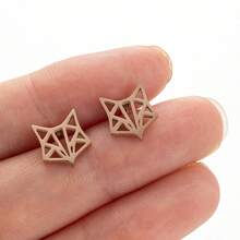 1 Pair Of Hollow Out Crown Lion Animal Stainless Steel Stud Earrings For Men, Tideway Punk Jewelry For Man Gift/Valentines Day Earrings