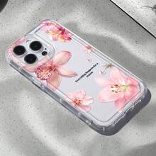 1 pièce Étui de téléphone souple en TPU transparent avec impression en anglais de fleur d'hibiscus rose et perle, compatible avec les séries 16 15 14 13 12 11 XS XR X 8 7 Plus Pro Max Mini, cadeau de vacances, anniversaire, pour petite amie, petit ami, ami ou vous-même - Transparent - Voir 4