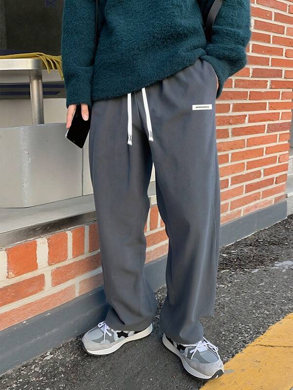 بنطلون رجالي كاجوال من الكوردروي بقصة مستقيمة فضفاضة، بتصميم مريح، مناسب للربيع/الخريف، الاستخدام اليومي، الحفلات، الخروجات الليلية، الرياضات الخارجية، الملابس الشارعية، متعدد الاستخدامات