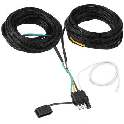 Arns de cableado de remolque de 4 pines y 5 cables, 22 pies para recableado, luces traseras en ambos lados, arns de cableado para remolque de barco, conector plano de remolque de 5 cables, luces de