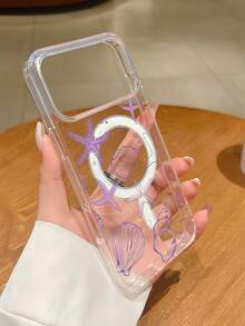 Lilafarbene Schutzhülle mit Seestern-Muster, magnetische Handyhülle für den Sommer-Strand-Stil, ästhetisches süßes Design, stoßfester Fallschutz, kompatibel mit iPhone 17Promax 17Air 16E 16 15 14 13 12 11 X XS XSMAX Plus Pro S25Ultra S25EDGE S25 S24 S23 S22 plus FE Hülle - Transparenz(clear) - Übersicht 9