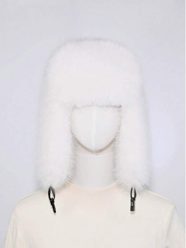 1 Cappello di pelliccia volpe spesso tipo Lei Feng, un cappello adatto per attività all'aperto in autunno e inverno, caldo e versatile, come escursionismo, sci, ciclismo e uso quotidiano. Cappello secchio acrilico retrò, cappello da pilota imbottito spesso antifreddo, regalo di Ognissanti