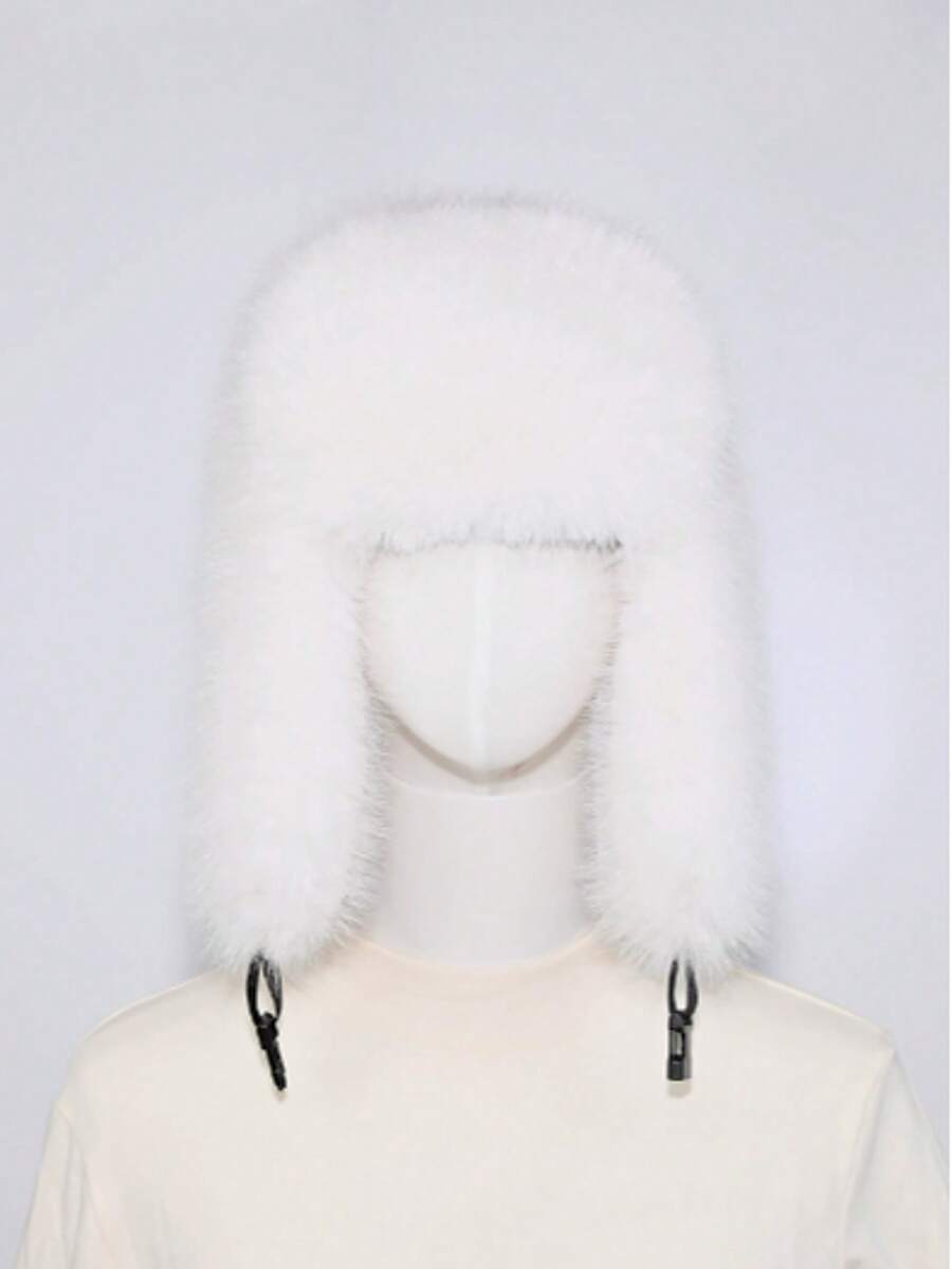 1 加厚狐狸毛绒雷锋帽，适合秋冬季户外活动的帽子，保暖百搭，徒步、滑雪、骑行、日常佩戴。复古亚克力渔夫帽，加厚毛绒防寒飞行员帽，万圣节礼物 - A - 查看 1