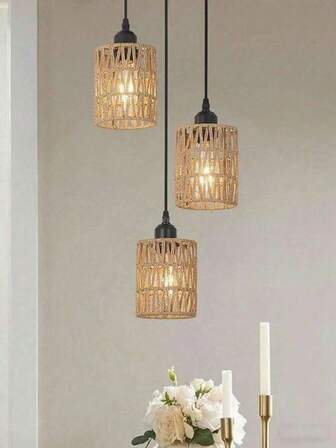 1pc Handmade Paper Rope Woven Lampshade, E27 Lampshade For Decoration In Homestay, Cafe, Pendant Light
