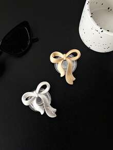 1pc Metal Bowknot Styled Back Adhesive Phone Stand With Pop-Up Airbag Design For Binge-Watching Compatible With IPhone, Android Phone, Gift For Birthday, Family, Friends Push-Pull Phone Grip, Phone Holder, Phone Accessories - Multicolor - View 6