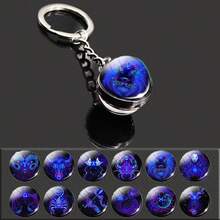 12 Zodiac Signs Fashionable Double-Sided Convex Glass Ball Keychain