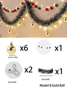 2m/6.5ft Christmas Wreath String Lights, DIY Christmas Decorative, Christmas Decorative Lights,With 20 LED Lights And 6 Bows And 6 Christmas Ball For Home, Garden,Bedroom, Party, Indoor/Outdoor Decoration Home Decor Christmas Decorations Room Decor