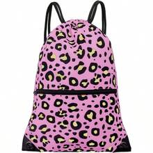 Drawstring Bag Sackpack - Pink Leopard - View 1