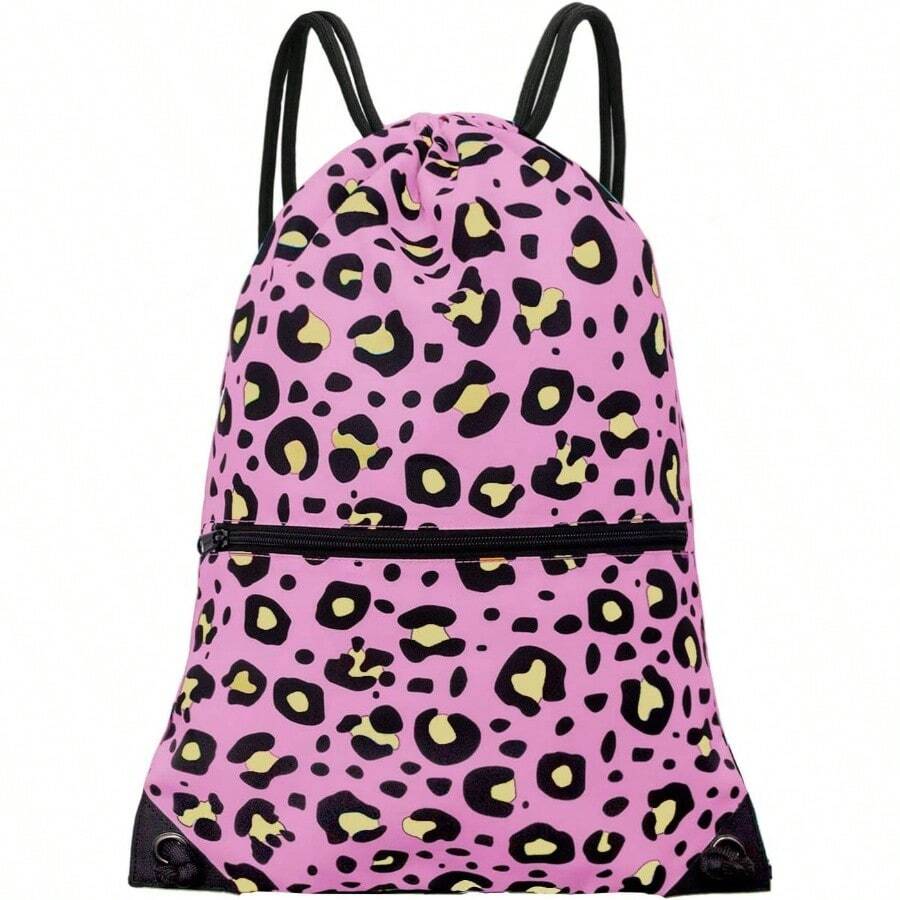 Drawstring Bag Sackpack - Pink Leopard - View 1