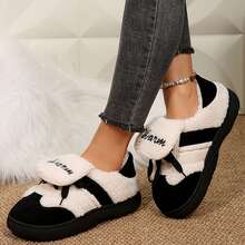 Women's Snow Boots Fuzzy Comfy House Shoes Fluffy Slippers Memory Foam For Indoor Outdoor Bedroom Fall - 黑色 - 查看 7
