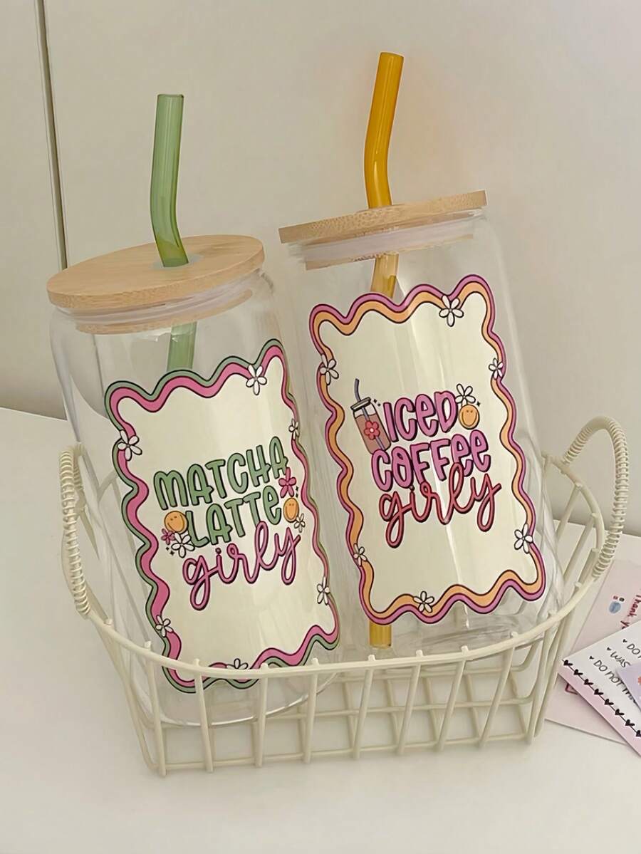 1 szt. 500 ml/16 uncji szklany kubek w kształcie puszki piwa z bambusową pokrywką i słomką, kubek do mrożonej kawy, szklany kubek, prezent na Boże Narodzenie, urodziny, najlepszy na Boże Narodzenie i Święto Dziękczynienia