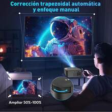 Proyector pequeño, proyector LED profesional, proyector Android 4K, miniproyector, 1920x1080, Wi-Fi de doble banda de 2,4/5/6 GHz, Android 11, 14 000 lúmenes, función de corrección automática de distorsión trapezoidal giroscópica, compatible con rotación de imagen de 360°, reducción de ruido avanzada, altavoces estéreo integrados para un sonido de alta calidad, varios puertos, enfoque manual, compatible con varios idiomas, tecnología de protección ocular.