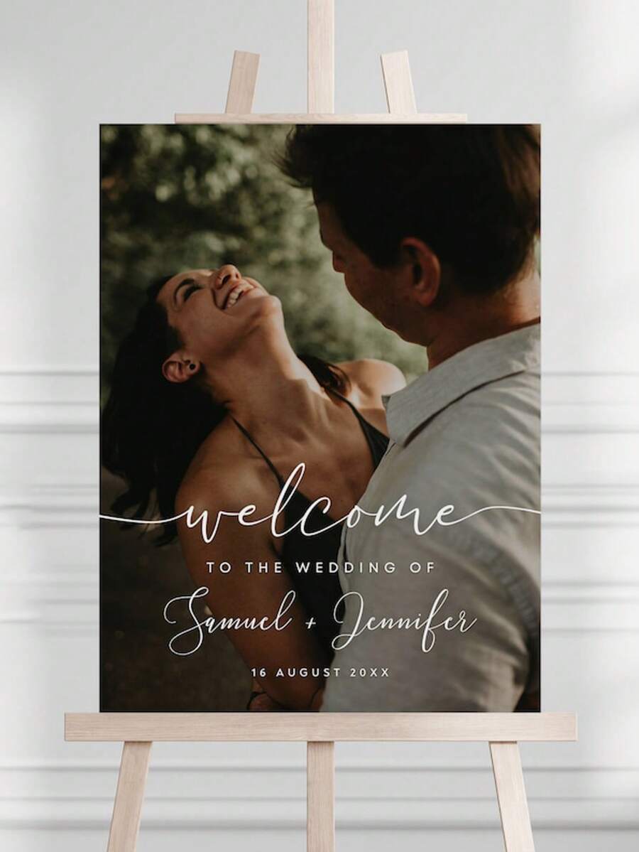 Mẫu bảng chào mừng đám cưới có thể in (kèm hình ảnh), Bảng chào mừng ngày cưới "Chào mừng đến với câu chuyện tình yêu của chúng tôi", Áp phích tiệc cưới cho cặp đôi mới cưới - Nhiều màu - Xem 1