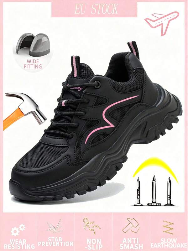 Damskie buty z obrotową klamrą, stalowym noskiem, podeszwa EVA, kucie, produkcja, obuwie ochronne, odporne na rozbicie i poślizg, lekkie, przemysłowe, do codziennego użytku i prac budowlanych, odporne na wstrząsy, buty robocze dla mężczyzn, buty do pracy w magazynie, ogrodnictwo, dojazdy do pracy, obuwie rekreacyjne, eksploracja dziczy, piesze wędrówki, sportowe buty trekkingowe, modne buty damskie
