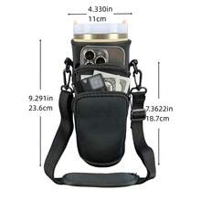 1 set de husă de 40 oz cu, compatibilă cu setul de accesorii pentru sticle de apă Stanley Sports, husă din neopren pentru sticlă cu curea de umăr reglabilă, geantă de depozitare dublă, portofel mobil pentru monede, pălării de paie, carabiniere, brelocuri și pandantive cu perle artificiale, potrivită pentru călătorii, accesorii pentru pahare de fitness în aer liber.