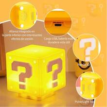 Lámpara Cubo de Pregunta LED  Luz Nocturna USB – Efectos de Sonido + Luz Cálida PLAYBOX AZMQ030 - Amarillo - Ver 7