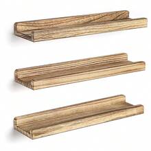 2/3 Stück Rustikale Wandregal aus Massivholz – Freistehendes Design ohne sichtbare Halterungen, Naturholzoptik für Wohnzimmer, Schlafzimmer, Badezimmer, Büro – Bilderrahmen-Display, Gewürzregal, Hängeregal, Badezimmer Organizer Regal, Pflanzenaufbewahrung, Vintage Regal, hochwertige Handwerkskunst - Braun - Übersicht 8