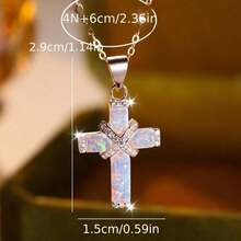 Delicate Luxury White Necklace, Cross Necklace Ladies, Valentine's Day Gift.