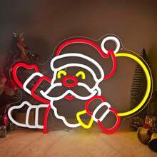 Christmas Santa Claus Decorative Neon Sign Light, Indoor Holiday Atmosphere Lamp