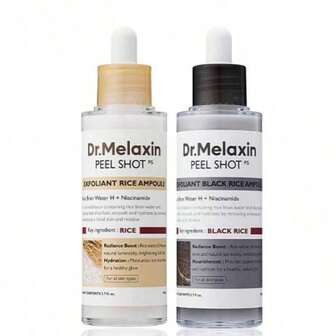 [Dr.Melaxin Official] Peel Shot Glow Rice Ampoule Duo - Serums For Brightening, Exfoliating, And Moisturizing - Suitable For All Skin Types