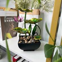 Tabletop Fountain, Waterfall Water Feature, Tabletop Ornaments, USB Powered, Flowing Waterfall Decoration, Suitable For Placement On Desktops,Desks, Gardens, Bedrooms, Living Rooms, Outdoor Zen Table Decorations Or Porches, Etc. - 綠色 - 查看 5