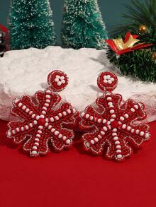 Ohrringe mit Weihnachtsmann-Perlenanhänger, Schneeflocken, Weihnachtsbaum-Hängeohrringe, Accessoire für täglichen Party-Schmuck, Geschenke zu Halloween und Weihnachten