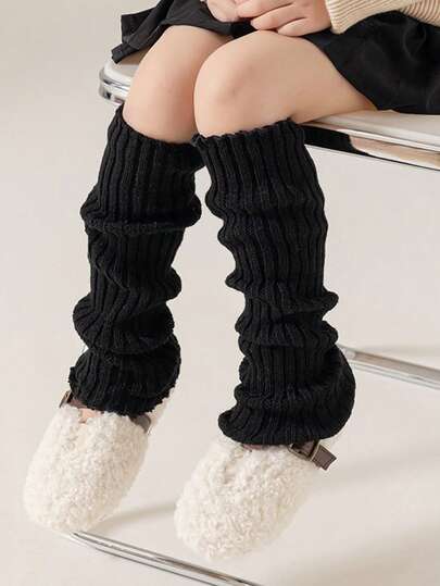 Women's 80's Retro Knit Leg Warmers - Crochet Ribbed Party & Daily Leg Socks