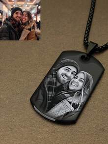 1件个性化照片心形项链，可定制刻字照片项链，个性化照片项链，方形心形照片项链，送给妈妈/妻子的礼物，不锈钢银色、金色、黑色项链，可定制刻字照片吊坠项链，周年纪念日、情人节、圣诞节、万圣节礼物 - 彩色 - 查看 8