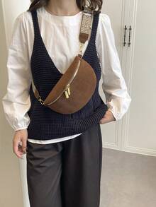 Riñonera de terciopelo para mujer con cremallera, correa ancha, bolso bandolera de gran capacidad, bolso cruzado versátil