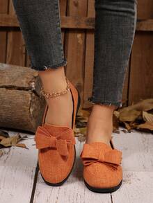 New Plus Size Flat Pearl Loafers, Breathable Soft Bottom Lightweight Simple Comfortable Shoes, Knitted Casual Pointed Toe Suitable For Dresses