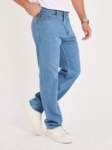 Men's Casual Everyday Slant Pocket Straight Leg Jeans - Aquarius Blue - View 7