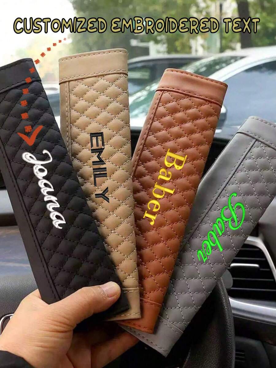 1 pieza Funda bordada personalizada para cinturón de del coche, almohadilla de conducción talla grande cómoda, protector universal para cinturón de del coche, decoración interior del coche, regalos personalizados para el coche para amigos y familiares, adecuado para Navidad, Halloween, Día de San Valentín