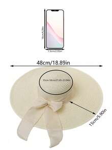 1 件宽边女士草帽，夏季防紫外线蝴蝶结海滩太阳帽，适合女士情人节 - 多色 - 查看 2