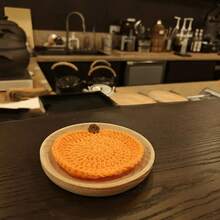 4-Piece Handmade Crochet Pumpkin Coaster Set, Autumn Water Absorbing Beverage Coaster, Made Of High-Quality Polyester Fiber, Color (Brown/Beige/Yellow/White), Protecting Desktop, Halloween And Thanksgiving Themed Party Decoration, Coffee Cup Accessories, Cup Accessories, Water Cup Accessories, Party Supplies, Halloween Supplies, Halloween, Carnival - White - View 5